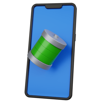 3d rendering black smartphone with full battery icon isolated png