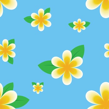 Trendy Floral pattern in the many kind of flowers. Tropical botanical Motifs scattered random. Seamless vector texture. Printing with in hand drawn style on blue background.