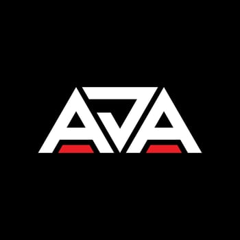 AJA triangle letter logo design with triangle shape. AJA triangle logo design monogram. AJA triangle vector logo template with red color. AJA triangular logo Simple, Elegant, and Luxurious Logo. AJA