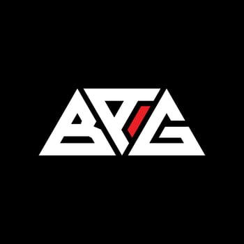 BAG triangle letter logo design with triangle shape. BAG triangle logo design monogram. BAG triangle vector logo template with red color. BAG triangular logo Simple, Elegant, and Luxurious Logo. BAG