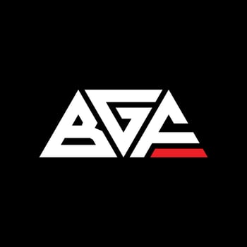 BGF triangle letter logo design with triangle shape. BGF triangle logo design monogram. BGF triangle vector logo template with red color. BGF triangular logo Simple, Elegant, and Luxurious Logo. BGF