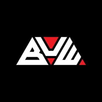 BUW triangle letter logo design with triangle shape. BUW triangle logo design monogram. BUW triangle vector logo template with red color. BUW triangular logo Simple, Elegant, and Luxurious Logo. BUW