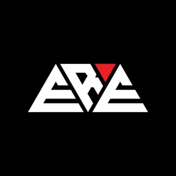 ERE triangle letter logo design with triangle shape. ERE triangle logo design monogram. ERE triangle vector logo template with red color. ERE triangular logo Simple, Elegant, and Luxurious Logo. ERE