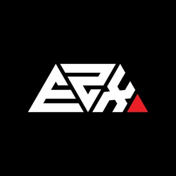 EZX triangle letter logo design with triangle shape. EZX triangle logo design monogram. EZX triangle vector logo template with red color. EZX triangular logo Simple, Elegant, and Luxurious Logo. EZX
