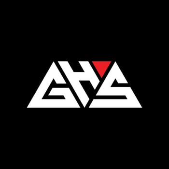 GHS triangle letter logo design with triangle shape. GHS triangle logo design monogram. GHS triangle vector logo template with red color. GHS triangular logo Simple, Elegant, and Luxurious Logo. GHS