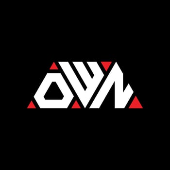 OWN triangle letter logo design with triangle shape. OWN triangle logo design monogram. OWN triangle vector logo template with red color. OWN triangular logo Simple, Elegant, and Luxurious Logo. OWN