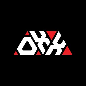 OXX triangle letter logo design with triangle shape. OXX triangle logo design monogram. OXX triangle vector logo template with red color. OXX triangular logo Simple, Elegant, and Luxurious Logo. OXX