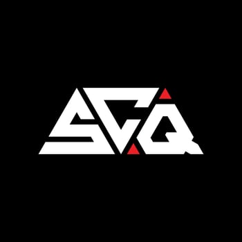 SCQ triangle letter logo design with triangle shape. SCQ triangle logo design monogram. SCQ triangle vector logo template with red color. SCQ triangular logo Simple, Elegant, and Luxurious Logo. SCQ