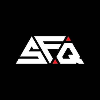 SFQ triangle letter logo design with triangle shape. SFQ triangle logo design monogram. SFQ triangle vector logo template with red color. SFQ triangular logo Simple, Elegant, and Luxurious Logo. SFQ