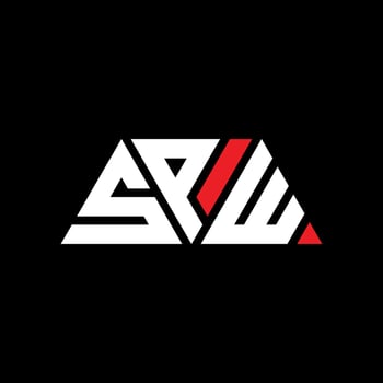 SPW triangle letter logo design with triangle shape. SPW triangle logo design monogram. SPW triangle vector logo template with red color. SPW triangular logo Simple, Elegant, and Luxurious Logo. SPW