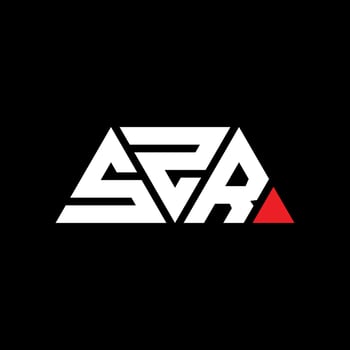 SZR triangle letter logo design with triangle shape. SZR triangle logo design monogram. SZR triangle vector logo template with red color. SZR triangular logo Simple, Elegant, and Luxurious Logo. SZR