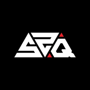 SZQ triangle letter logo design with triangle shape. SZQ triangle logo design monogram. SZQ triangle vector logo template with red color. SZQ triangular logo Simple, Elegant, and Luxurious Logo. SZQ