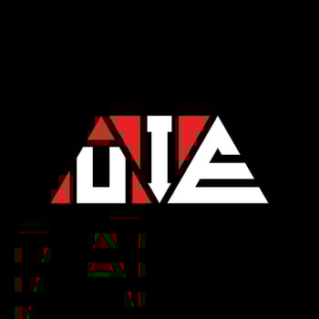 UIE triangle letter logo design with triangle shape. UIE triangle logo design monogram. UIE triangle vector logo template with red color. UIE triangular logo Simple, Elegant, and Luxurious Logo. UIE