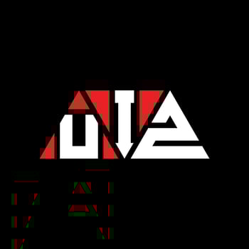 UIZ triangle letter logo design with triangle shape. UIZ triangle logo design monogram. UIZ triangle vector logo template with red color. UIZ triangular logo Simple, Elegant, and Luxurious Logo. UIZ