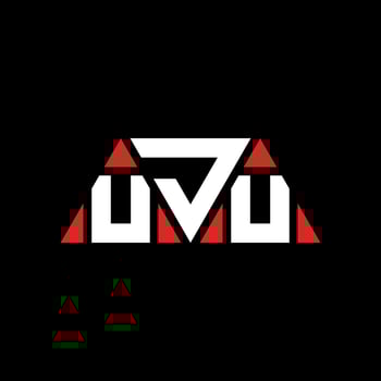UJU triangle letter logo design with triangle shape. UJU triangle logo design monogram. UJU triangle vector logo template with red color. UJU triangular logo Simple, Elegant, and Luxurious Logo. UJU