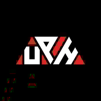 UPH triangle letter logo design with triangle shape. UPH triangle logo design monogram. UPH triangle vector logo template with red color. UPH triangular logo Simple, Elegant, and Luxurious Logo. UPH