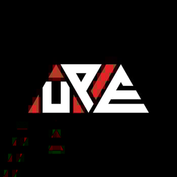 UPE triangle letter logo design with triangle shape. UPE triangle logo design monogram. UPE triangle vector logo template with red color. UPE triangular logo Simple, Elegant, and Luxurious Logo. UPE