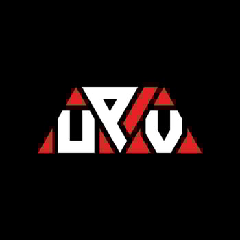 UPV triangle letter logo design with triangle shape. UPV triangle logo design monogram. UPV triangle vector logo template with red color. UPV triangular logo Simple, Elegant, and Luxurious Logo. UPV