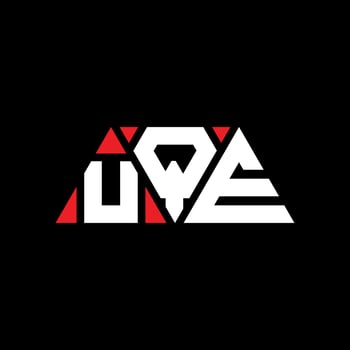 UQE triangle letter logo design with triangle shape. UQE triangle logo design monogram. UQE triangle vector logo template with red color. UQE triangular logo Simple, Elegant, and Luxurious Logo. UQE