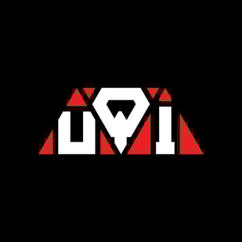 UQI triangle letter logo design with triangle shape. UQI triangle logo design monogram. UQI triangle vector logo template with red color. UQI triangular logo Simple, Elegant, and Luxurious Logo. UQI