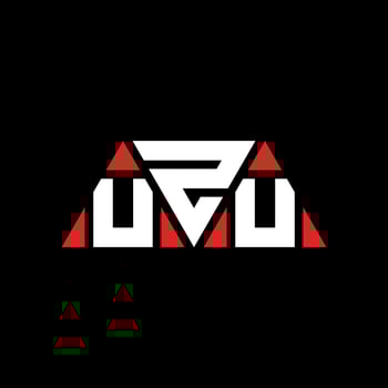UZU triangle letter logo design with triangle shape. UZU triangle logo design monogram. UZU triangle vector logo template with red color. UZU triangular logo Simple, Elegant, and Luxurious Logo. UZU