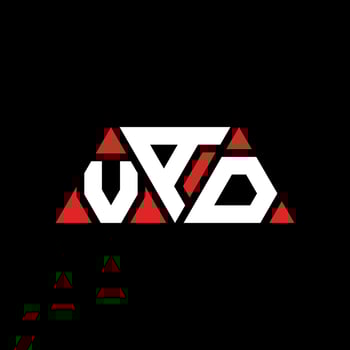 VAD triangle letter logo design with triangle shape. VAD triangle logo design monogram. VAD triangle vector logo template with red color. VAD triangular logo Simple, Elegant, and Luxurious Logo. VAD