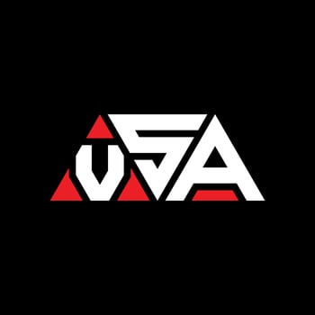 VSA triangle letter logo design with triangle shape. VSA triangle logo design monogram. VSA triangle vector logo template with red color. VSA triangular logo Simple, Elegant, and Luxurious Logo. VSA