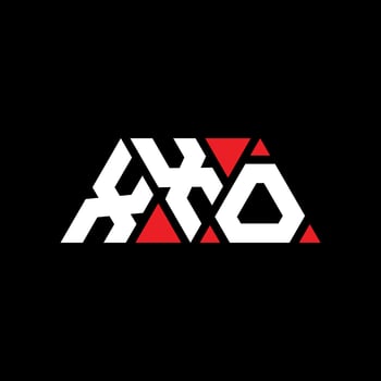 XXO triangle letter logo design with triangle shape. XXO triangle logo design monogram. XXO triangle vector logo template with red color. XXO triangular logo Simple, Elegant, and Luxurious Logo. XXO