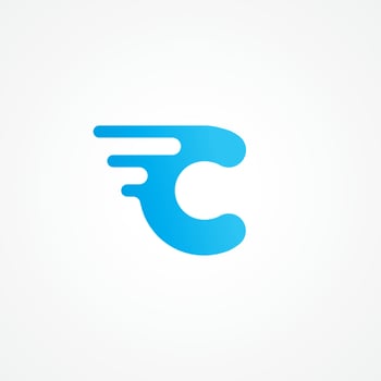 Letter C streaking with fluid effect. Initial alphabet logo design template suitable for kids product, food and drink, toys, supplement, vitamin etc. Blue as color identity. Vector illustration