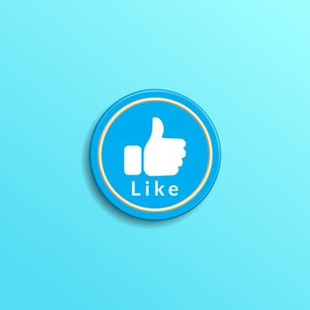 Minimal rounded social media like button on tosca blue gradation color background. creative 3d effect vector illustration.