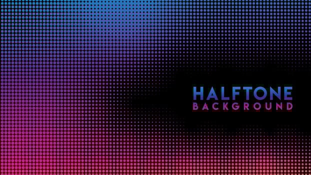 Colorful Halftone Background Design Template, Pop Art, Abstract Dots Pattern Illustration, Blue Magenta Violet Purple Gradation Wallpaper, Modern Texture Element, Neon Gradient Color vector