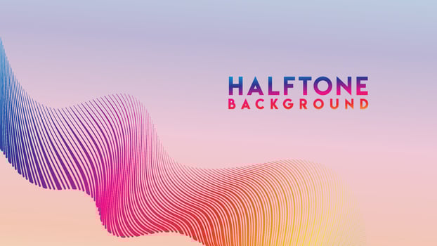 Wavy Lines Background Design Template, Colorful Abstract Halftone Pattern Illustration, Vintage Texture Element, Rainbow Gradation, Bright Gradient Color, Vector EPS 10