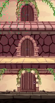 game background cartoon vector ,  The door to the next level, video games, user interface