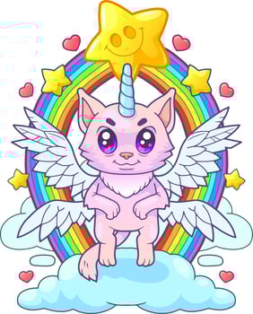 cute cat unicorn vector