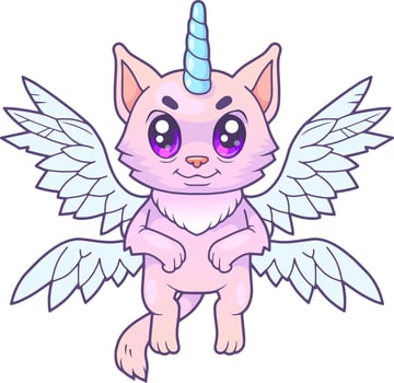 cute cat unicorn vector