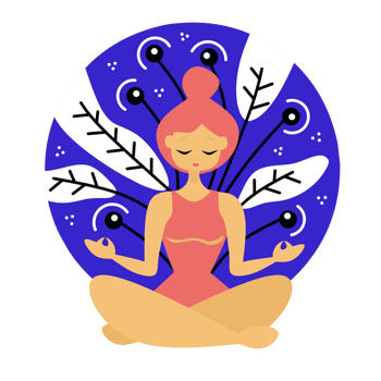 Vector illustration of a meditating woman drawn in a cartoon style png