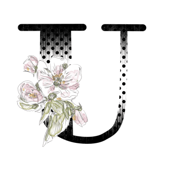 Illustration of letters decorated with a bouquet of peonies png
