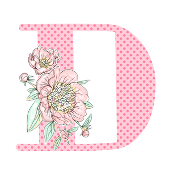 Illustration of letters decorated with a bouquet of peonies png