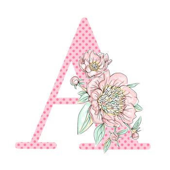 Illustration of letters decorated with a bouquet of peonies png