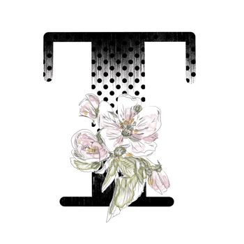 Illustration of letters decorated with a bouquet of peonies png