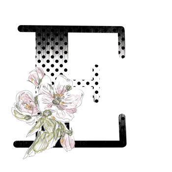 llustration of letters decorated with a bouquet of peonies png