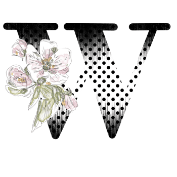 Illustration of letters decorated with a bouquet of peonies png