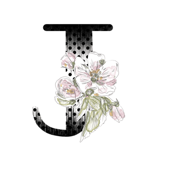 llustration of letters decorated with a bouquet of peonies png