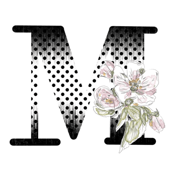 Illustration of letters decorated with a bouquet of peonies png