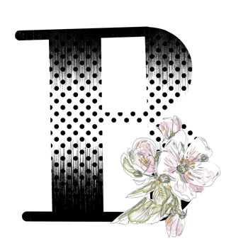 Illustration of letters decorated with a bouquet of peonies png
