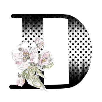 Illustration of letters decorated with a bouquet of peonies png