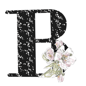 Illustration of letters decorated with a bouquet of peonies png