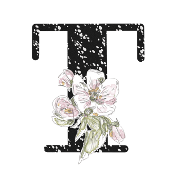 llustration of letters decorated with a bouquet of peonies png