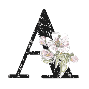 Illustration of letters decorated with a bouquet of peonies png