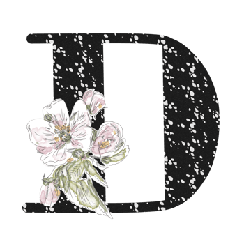 llustration of letters decorated with a bouquet of peonies png